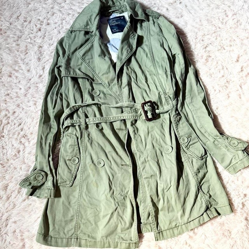 American Eagle Utility Military Grunge Gorpcore Edgy Trench Coat Womens S Punk